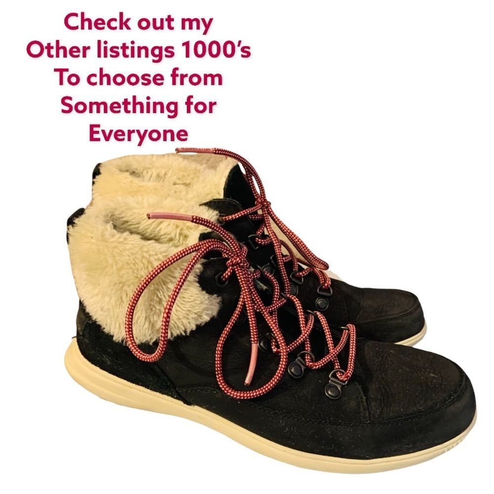 helly hansen black lace up ankle boots Fur Cuff Design Size 8 Womens